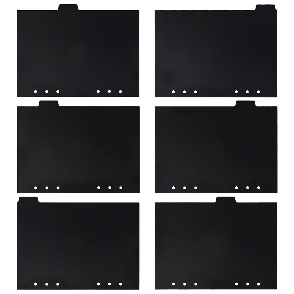 6 Pcs Loose Leaf Dividers Black PP 6 Hole Punch Index Binder Dividers Tabs Binder Notebook School Office Supplies