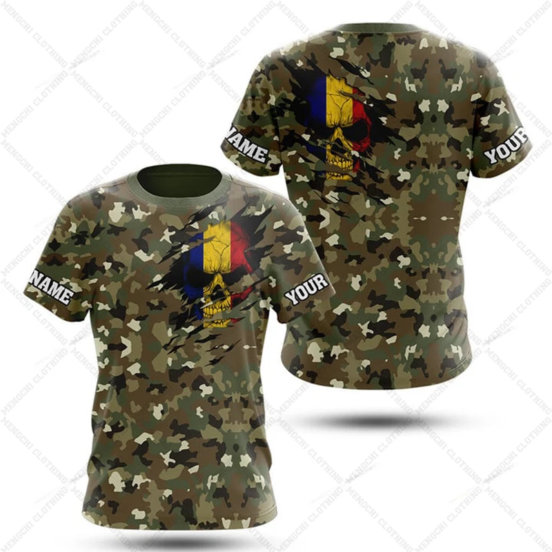 Custom Name Summer Casual Romania Flag Camo Graphic T-shirts Men's Fashion Crewneck Jersey Short Sleeve Tops Cool Streetwear - view 4