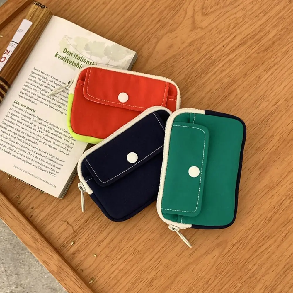 Monedero de Color sólido a la moda, Mini bolso ligero para auriculares, billetera de lona para efectivo para hombres