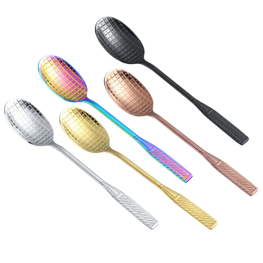 

3pcs Coffee Spoon Stainless Steel Portable Lightweight Kitchen Tool for Dessert Ice Cream Scoop Stirring Spoon Bright Color