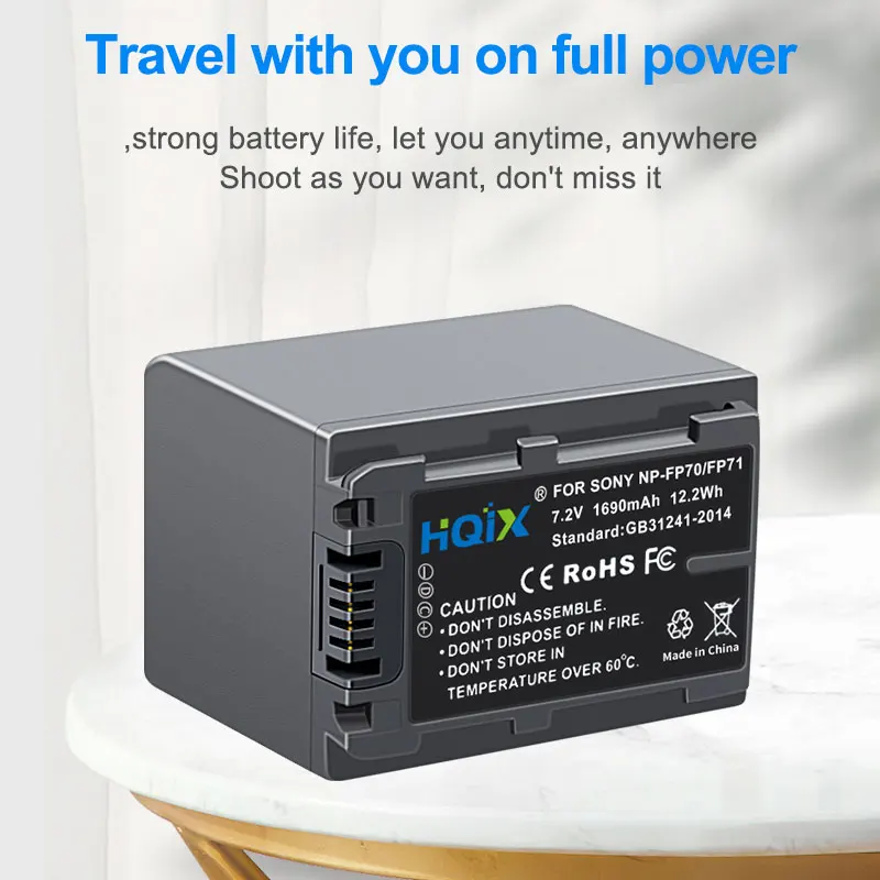 HQIX for Sony DCR-HC18 HC19 HC20 HC21 HC22 HC26 HC28 HC30 HC41 HC42 HC43 HC44 HC33 HC39 HC40 Camera NP-FP70 Dual Battery Charger