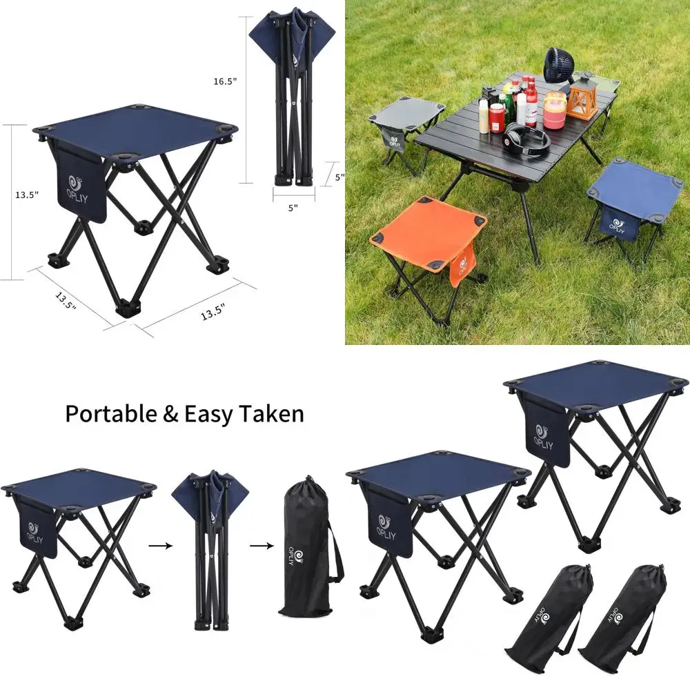 

2-Pack 13.5 Folding Stool for Outdoors, Gardening, Beach, and Hiking with Carry Bag (Blue)