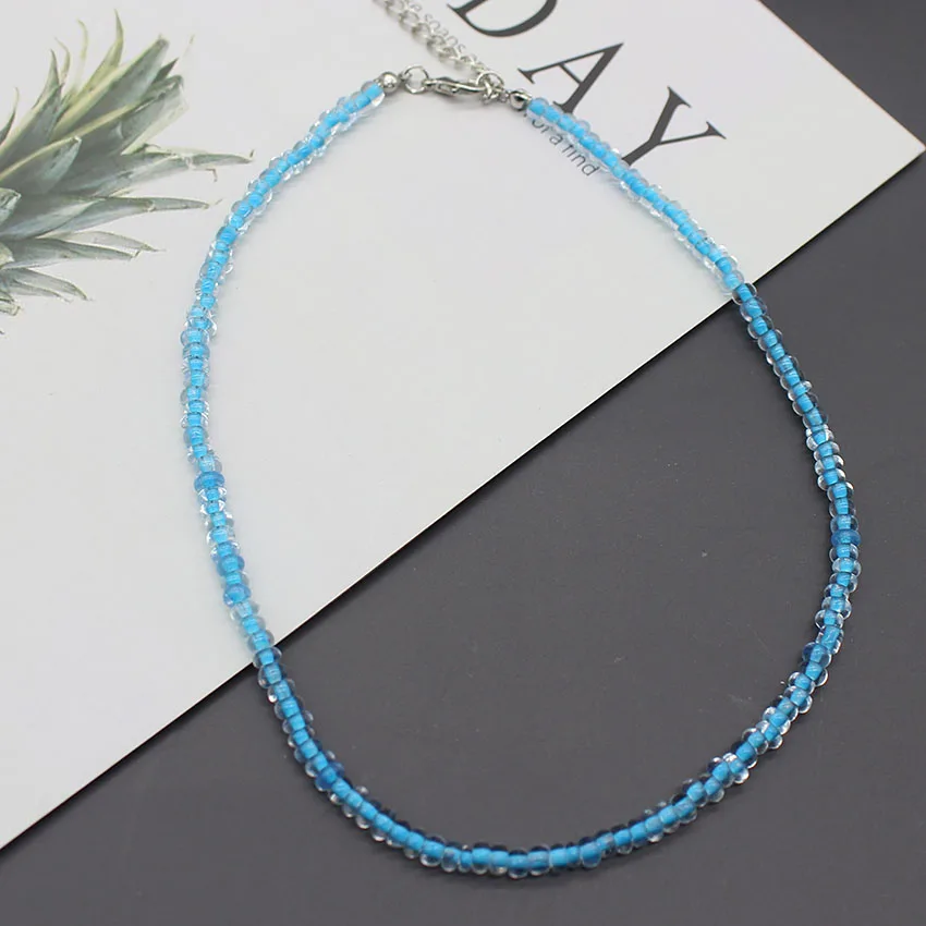 2022  Fashion Woman Boho  Choker Simple 4mm  Colorful Short Chain Beads Collar Handmade Female Collier Jewelry Gift Party