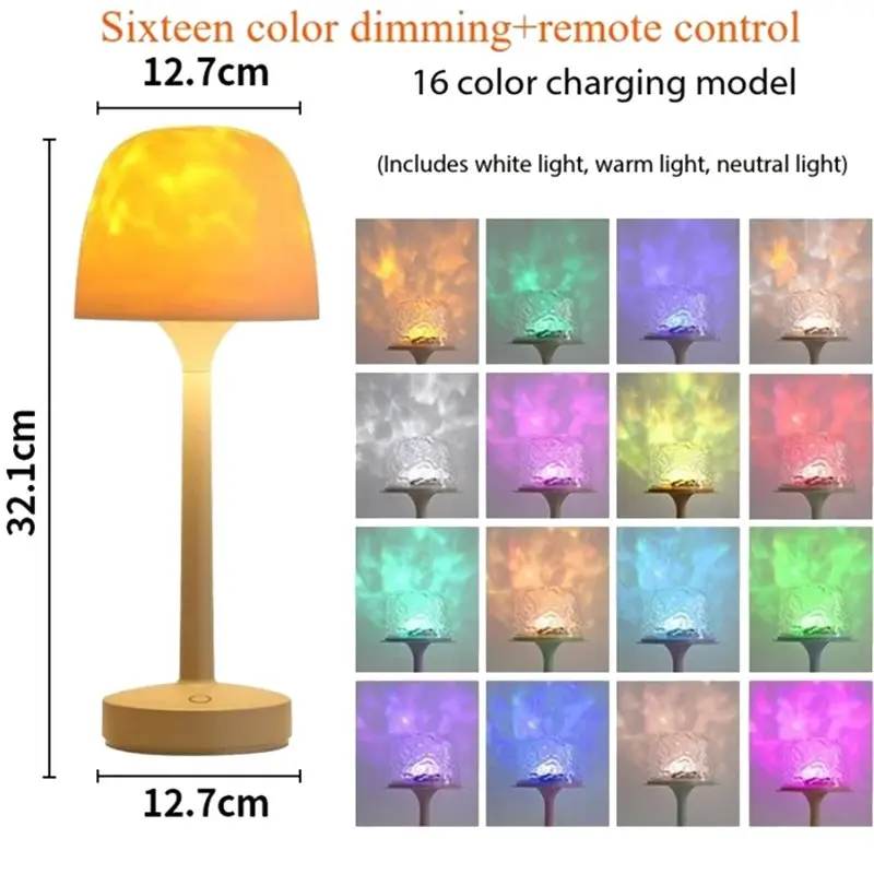 Projektor Wodny ABRB - Lampa Prysznicowa z 16 Kolorami, Akumulatorowa, Bezprzewodowa, Sterowanie Dotykowe i Pilotem do Łazienki