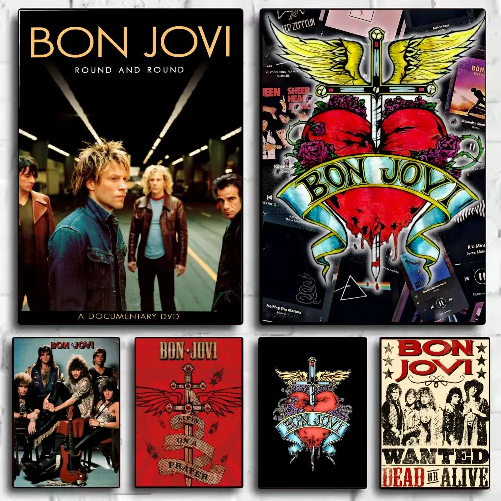 Pôster de Banda de Rock B-Bon J-Jovi, Arte de Parede Moderna e Estética para Sala de Estar, Quarto, Escritório, Decoração de Casa, Presente, Obra de Arte da Moda