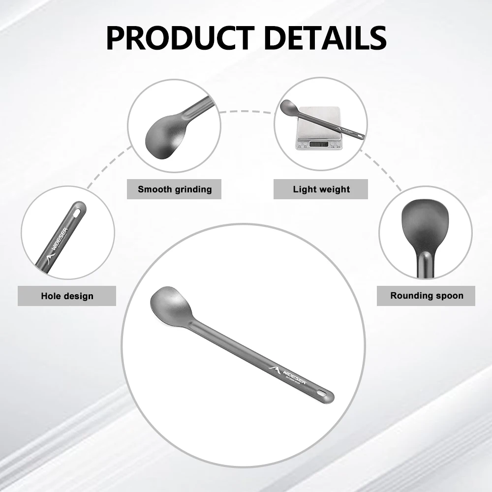 Sendok berkemah aluminium WIDESEA gagang panjang peralatan makan 20G ringan portabel perlengkapan luar ruangan
