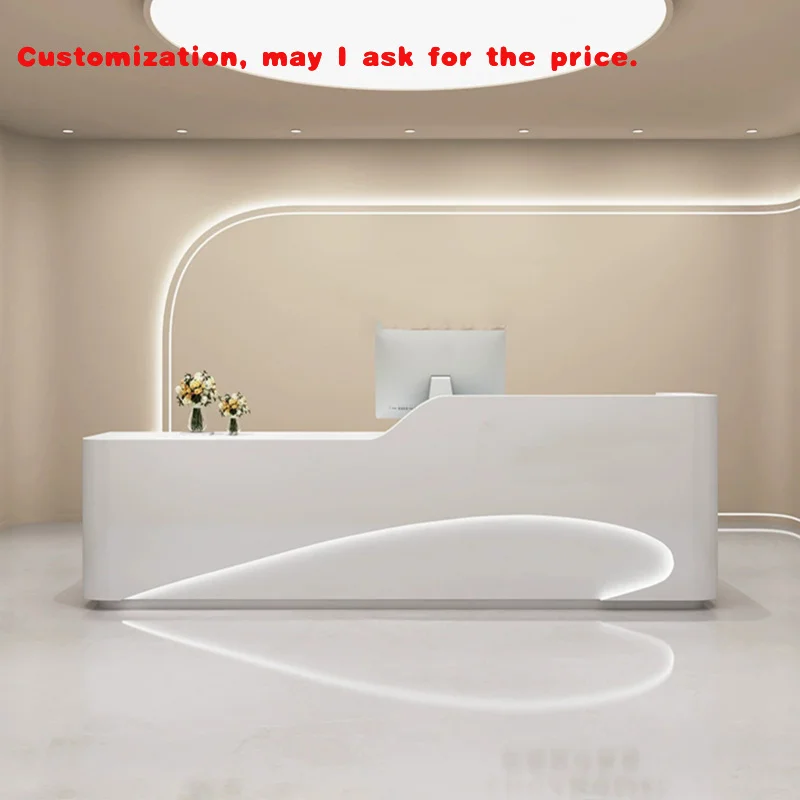 

Настраиваемая окрашенная стойка регистрации, офисная мебель, стойка регистрации компании, магазин одежды в отеле, стойка регистрации со штатом