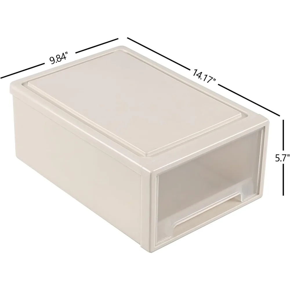 3-Pc Plastic Stackable Storage Drawers - Large Capacity Organizer Unit with 13 Quarts Capacity for Home and Office