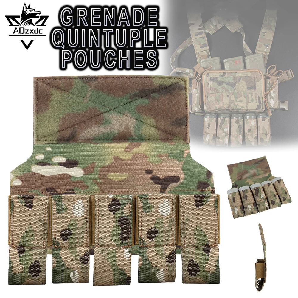 Tactical Grenade Quintuple Pouches 5 Round 40MM Banger Chest Rig magazine Bag Convenient Tool Kit Airsoft Hunting Accessories