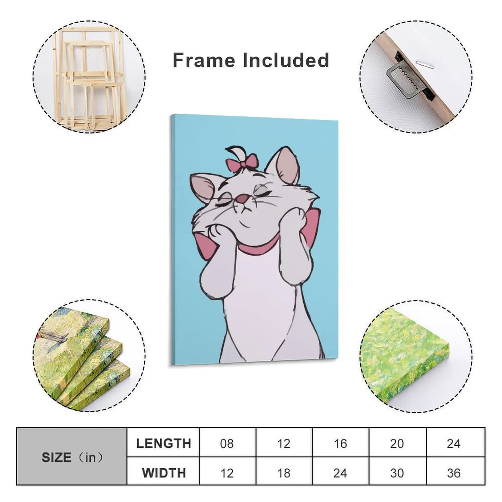 Marie - The Aristocats Canvas Painting decorative wall canvases decorative frames wall room room decoration