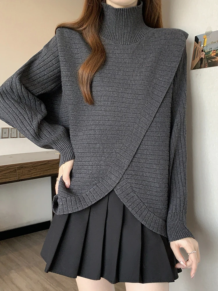 Ele High Collar Knitted Sweater for Women Winter New Sle Versatile Long Sve plus Size Autumn Winter Advanced Sweater