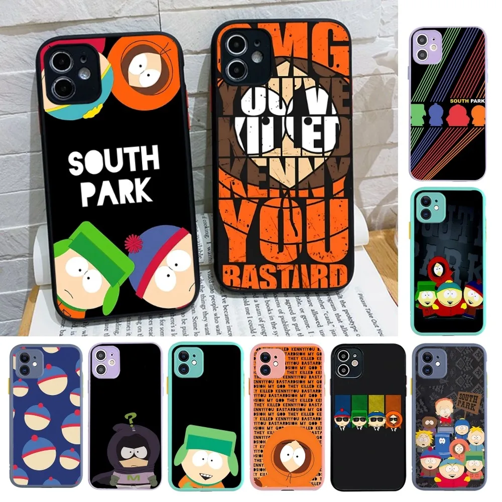 

Cartoon Funny S-South-P-Park Phone Case For IPhone 14 11 12 13 Mini Pro Max 8 7 Plus X XR XS MAX Translucent Matte Cover