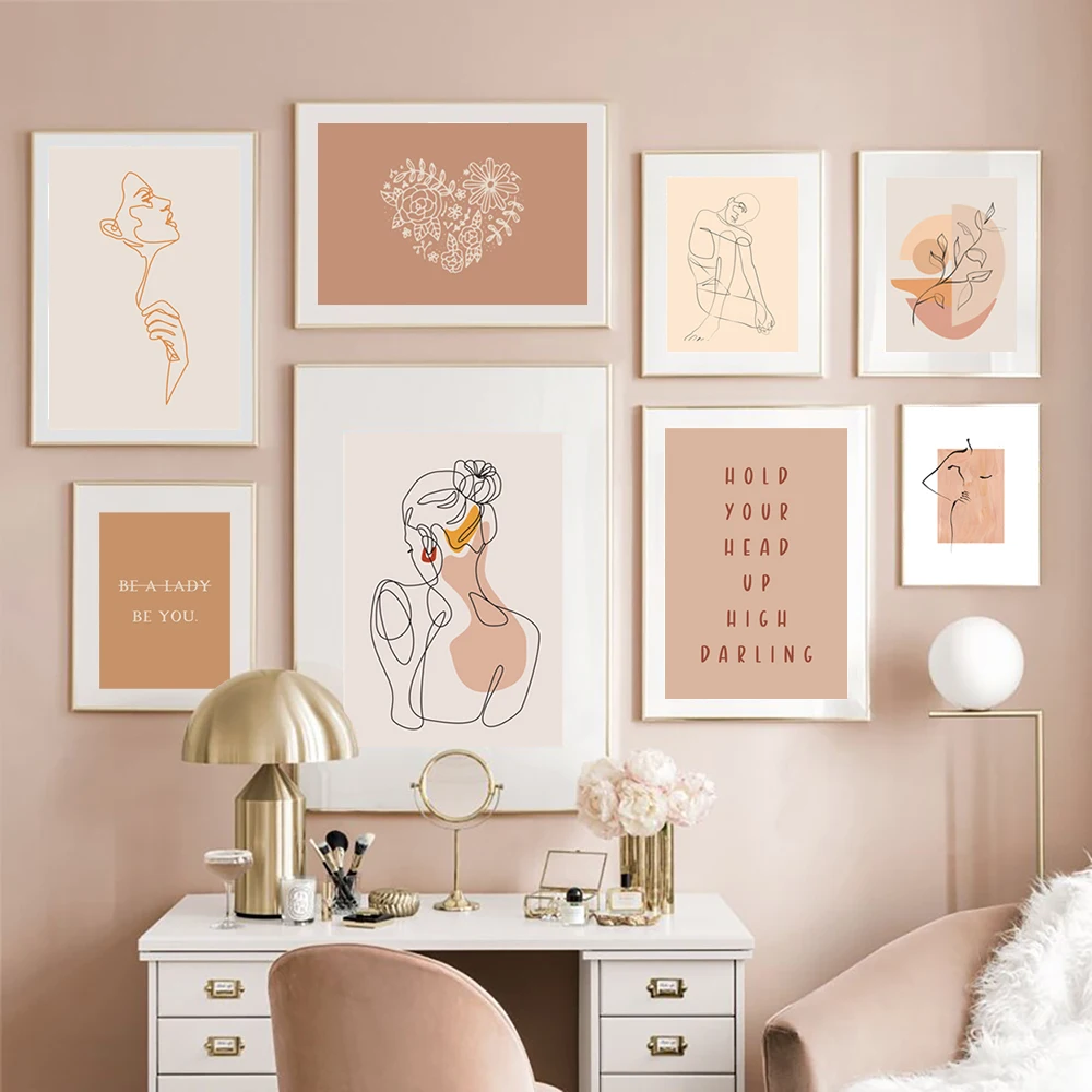 امرأة الجسم غرامة خط طباعة مجردة الفن رسم صورة قماش اللوحة الاسكندنافية الجدار ملصق فني الحد الأدنى بوهو المنزل ديسمبر #1