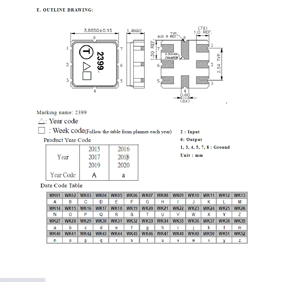 (10PCS) TA2399A 274MHz Code 2399 brand new original packaged SMD SAW filter