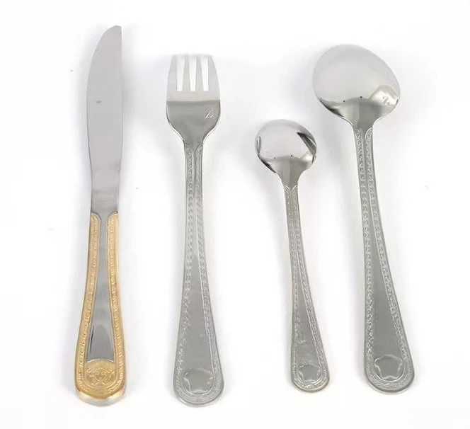 

72-piece Set of Western Food Stainless Steel Food Gold-plated Steak Knives, Forks and Spoons, Set Gift Box