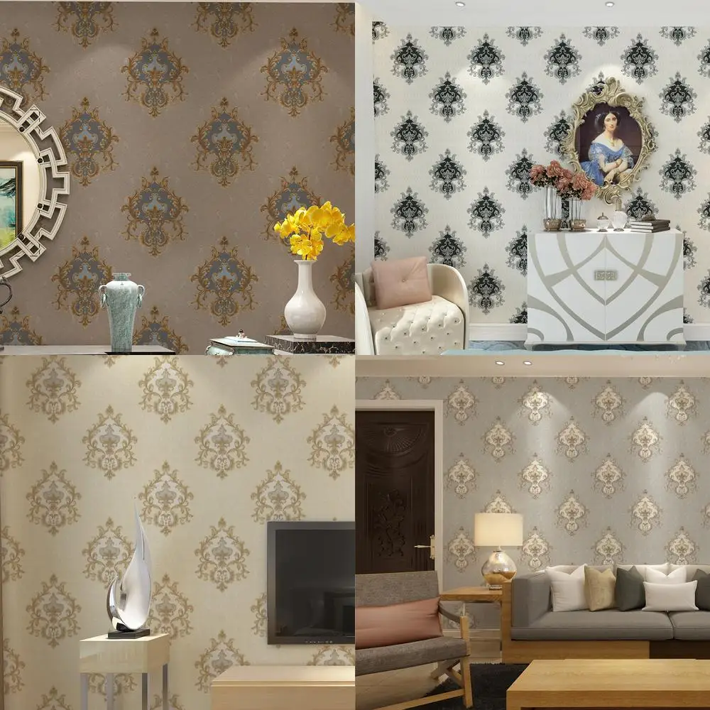 

European style wallpaper for living room bedroom feature wall beauty salon hotel lounge wall decoration 3D embossed coffee