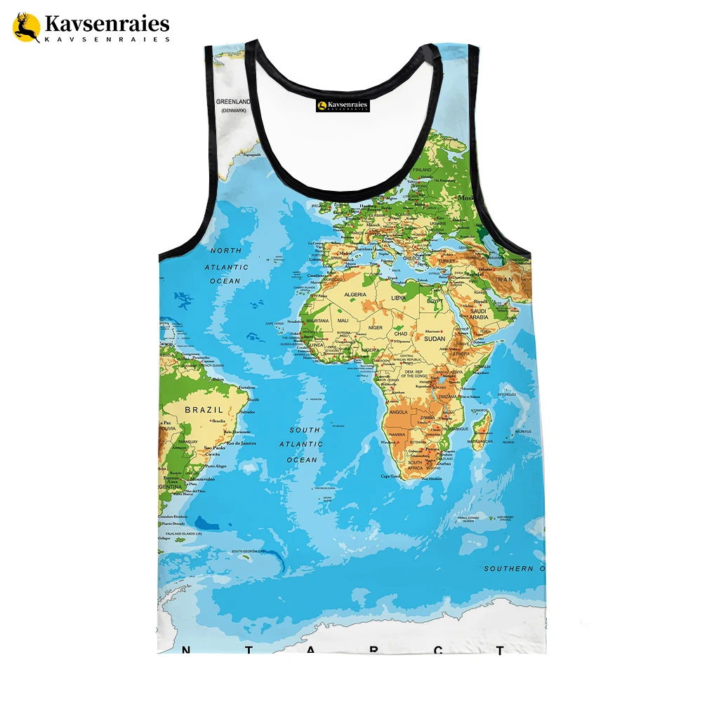 Hot World Map 3D Printed Tank Tops Men Summer Vest Women Casual World Map Sleeveless T-shirt Hip Hop Oversized Singlets Sleevele