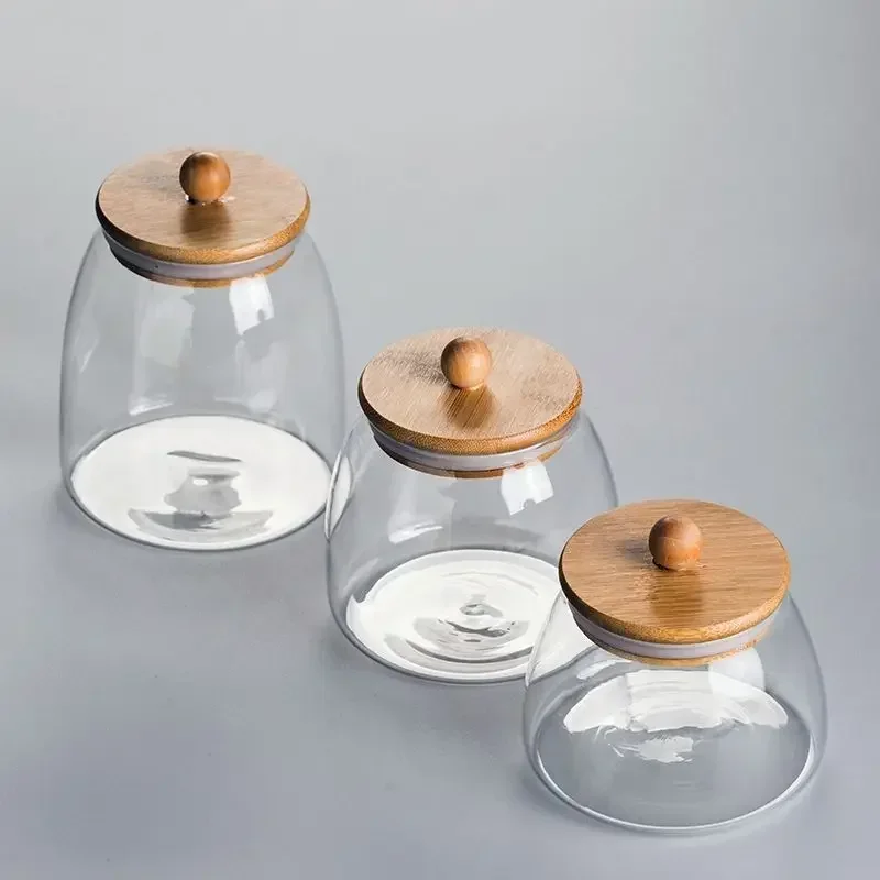 Spherical Glass Food Storage Container with Cork Lids Large Capacity Sealed Glass Bottles Pot Jar for Kitchen Organizer tools