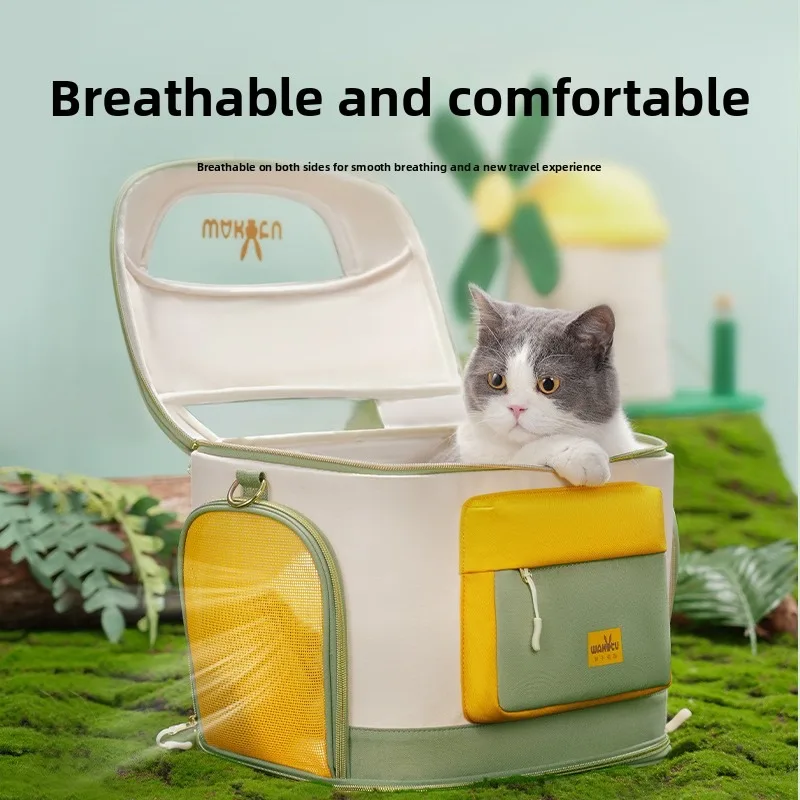 حقيبة الحيوانات الأليفة للدراجة الخارجية من Wakytu، حقيبة قطط كاجوال وقابلة للتنفس، حقيبة قطط محمولة بكتف واحد للدراجة #4