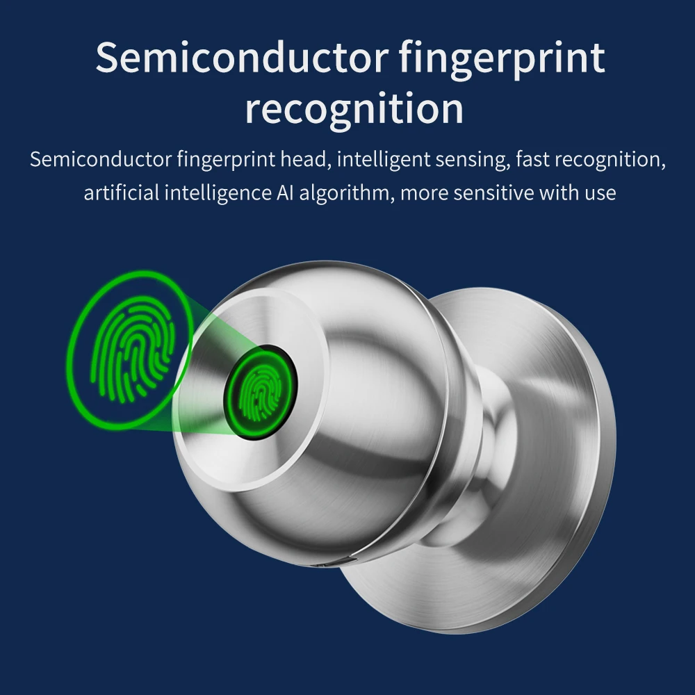 Imagem -03 - Fechadura Elétrica Inteligente com Impressão Digital Botão Redondo Aplicativo Tuya Bluetooth Biométrico Fácil Substituição Mais Chave Mecânica para Casa Escritório Hotel