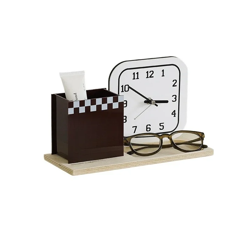 

Creative desktop clock pendulum desktop storage ornament living room home clock