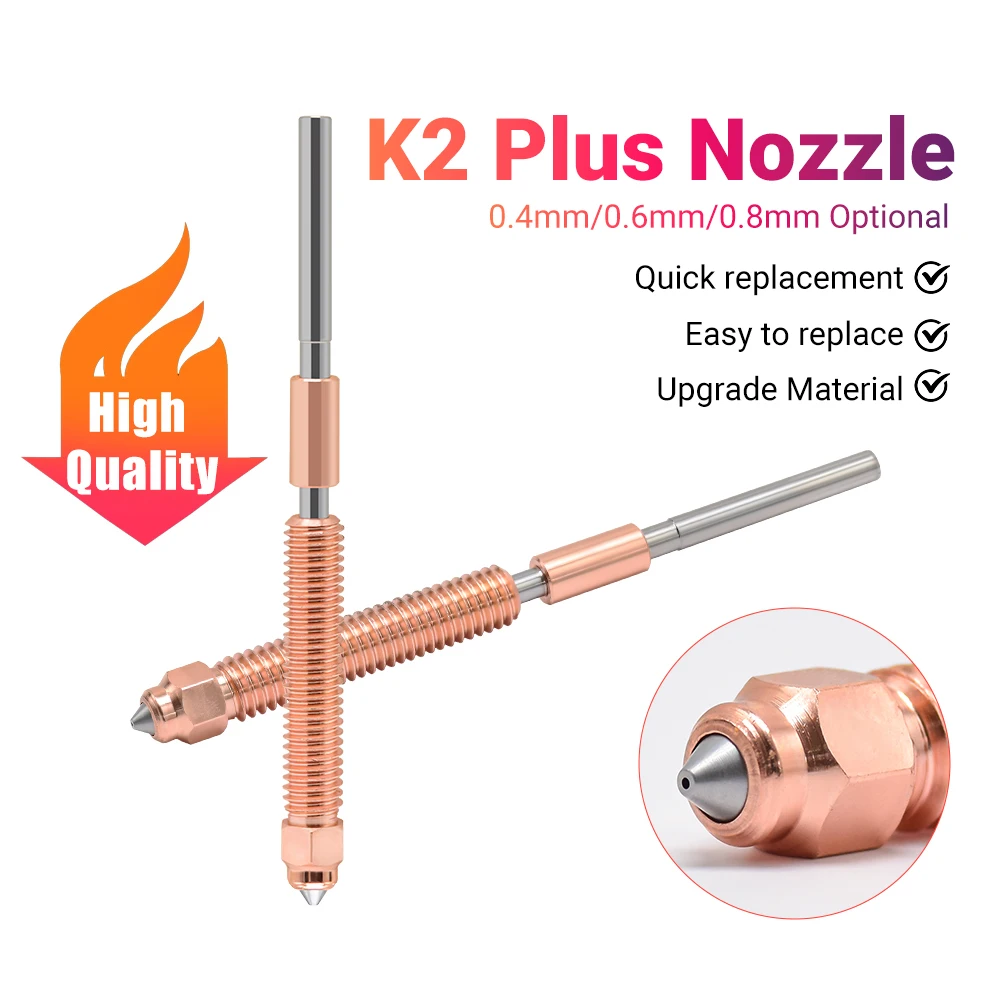 

Creativity K2 Plus Nozzle Quick-Swap Nozzle Kit Hardened steel All-metal Design Easy to Assemble for K2 Plus 3D Printer Parts