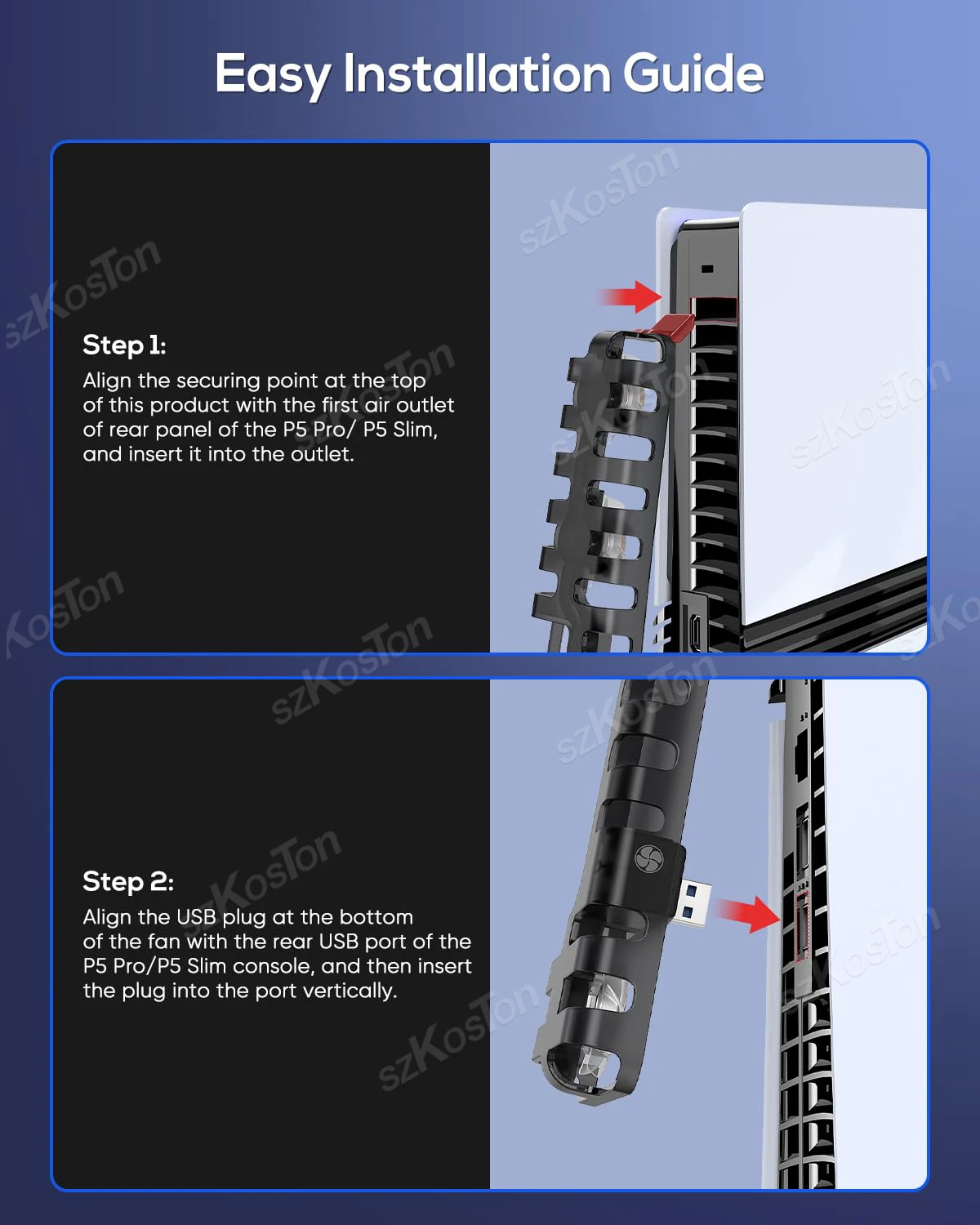 Cooling Fan for PS5 Pro & PS5 Slim Console Auto Adjustable Temperature Cooling System for PlayStation5 Pro Games Accessories