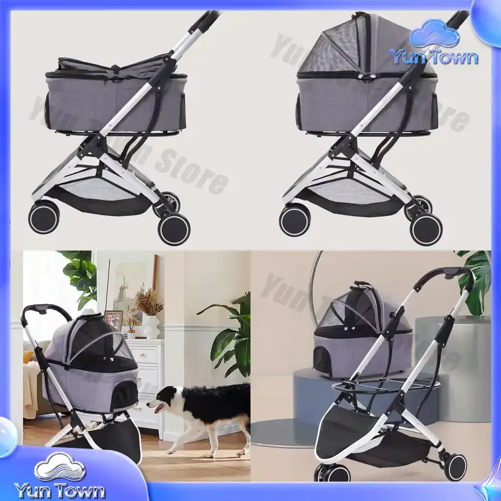Luxuriöser Haustier-Kinderwagen mit 4 Rädern für Hunde und Katzen