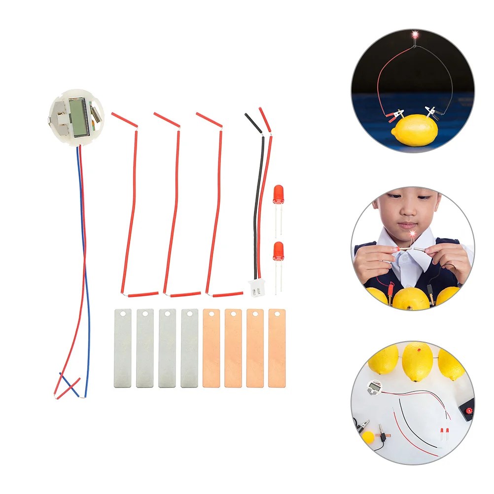 

2 Sets Fruit Experiment Project Kit Batterys Clock Sensory Toy Science Students Metal Physics Kits Child Batteries