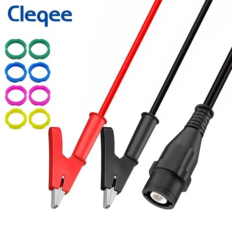 Cleqee P1205 Safety BNC Male Plug to Dual Alligator Clips RG58 Coaxial Cable Crocodile Clamp Oscilloscope Test Lead 120CM