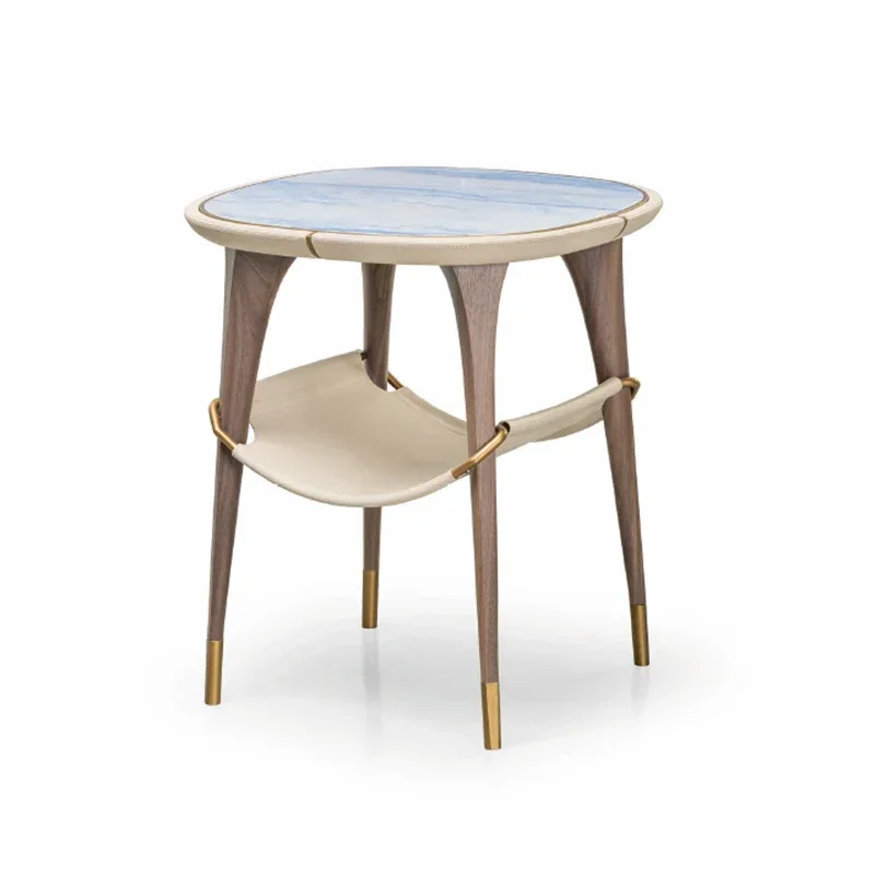 

Угловой столик для гостиной, натуральный синий, золотой, песочный, мрамор, кожа, круглый