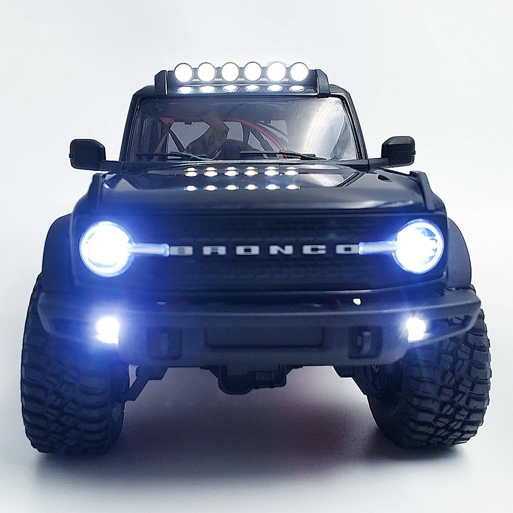 YEAHRUN-luz de techo de plástico, 6 luces LED, barra de foco, faros traseros para 1/18 RC Crawler TRX4M Bronco Defender Parts