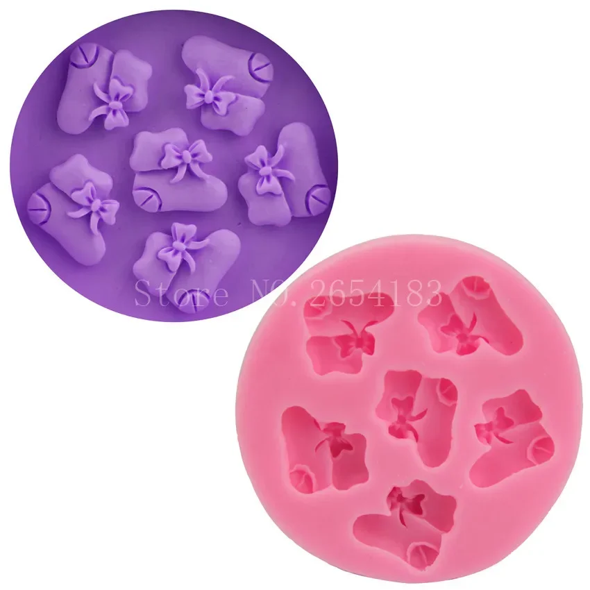 

Children Gift Christmas Socks Fondant Silicone Cake Mold Cupcake Jelly Candy Chocolate Decoration Baking Tool Moulds FQ1965