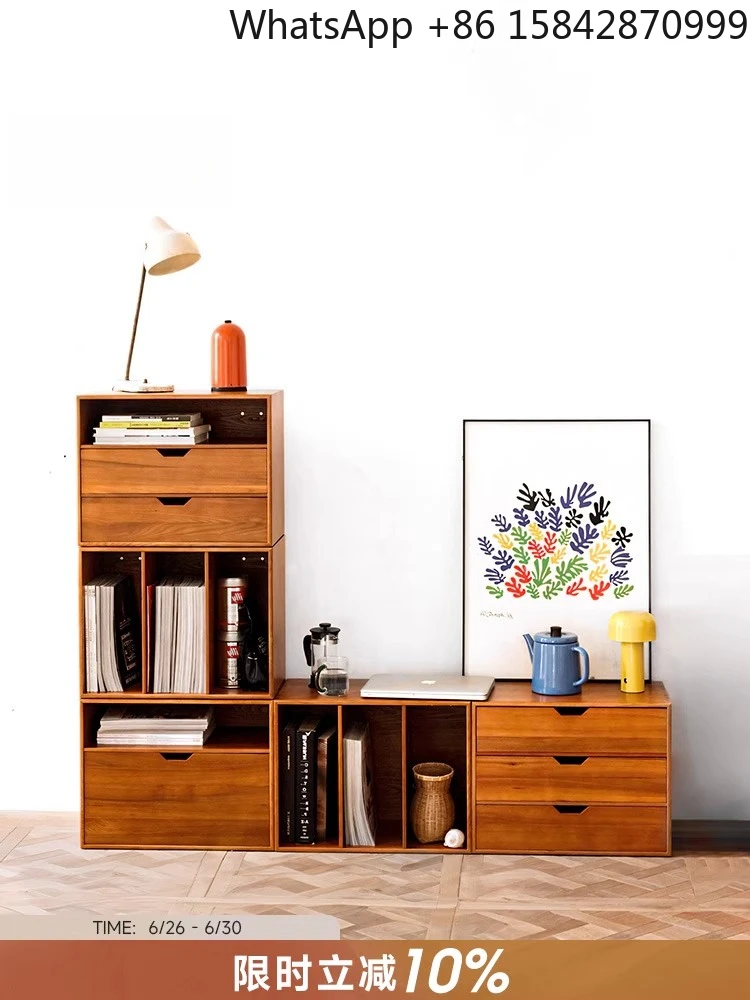 

Medieval bookcase side cabinet elm solid wood living room study locker