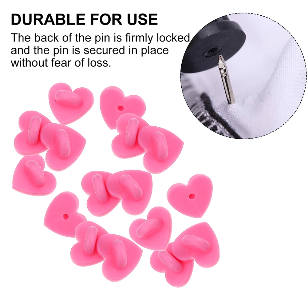 

200pcs Heart Shaped Rubber Pin Backs Brooch Buckles Tie Tacks Lapel Pins Jewelry Craft Accessories Diy Clasps Lightweight