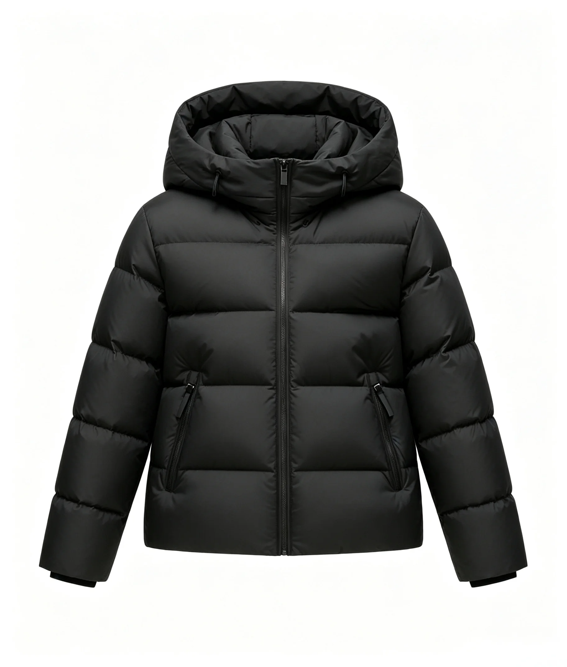 Outerwear Short 85% Goose Down Black White Slim Zip Elastic Cuffs Warm Winter Daily Commute Jacket Winter S‑4XL