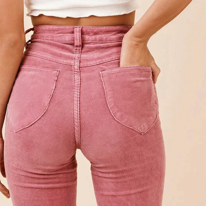 

2023 яркие цвета розовые синие джинсы Классические Современные новые вельветовые женские хлопковые уличные Брюки расклешенные брюки вельветовые