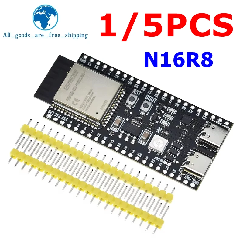 TZT 1/5pcs ESP32-S3-DevKitC-1 ESP32-S3 WiFi Bluetooth-compatible BLE 5.0 Mesh Development Board ESP32 Wireless Module N16R8