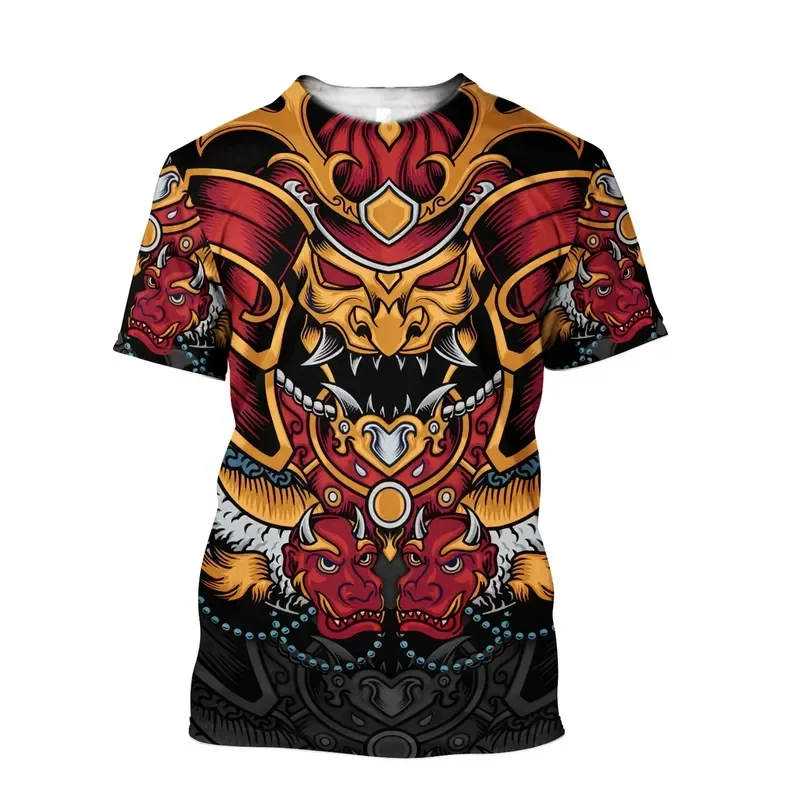 Beautiful Samurai Tattoo Carp Fishing 3D Printed Men T Shirt Summer Fashion Harajuku Short Sleeve Tee Shirts Unisex Tops TX-4