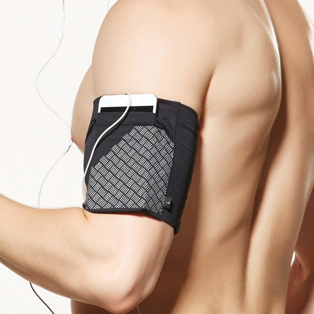 Sport-Armtasche mit großer Kapazität, Schwarz, Größe S, reflektierender Telefonhalter für Laufschlüsselaufbewahrung, Fitness-Armband, Outdoor-Fitnessstudio