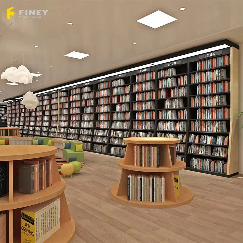 Retail Modern Library Interior Book Shelves Decoration Free Design  Furniture