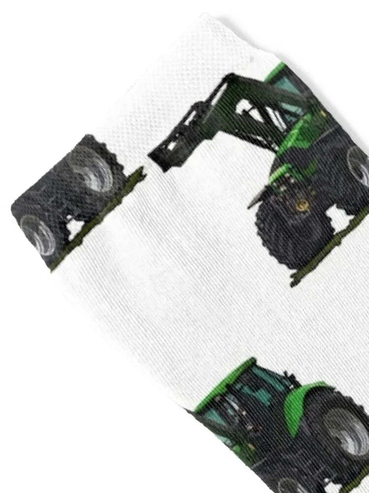 Light green tractor with a front loader Socks designer brand snow men cotton high quality Heating sock Male Socks Women's