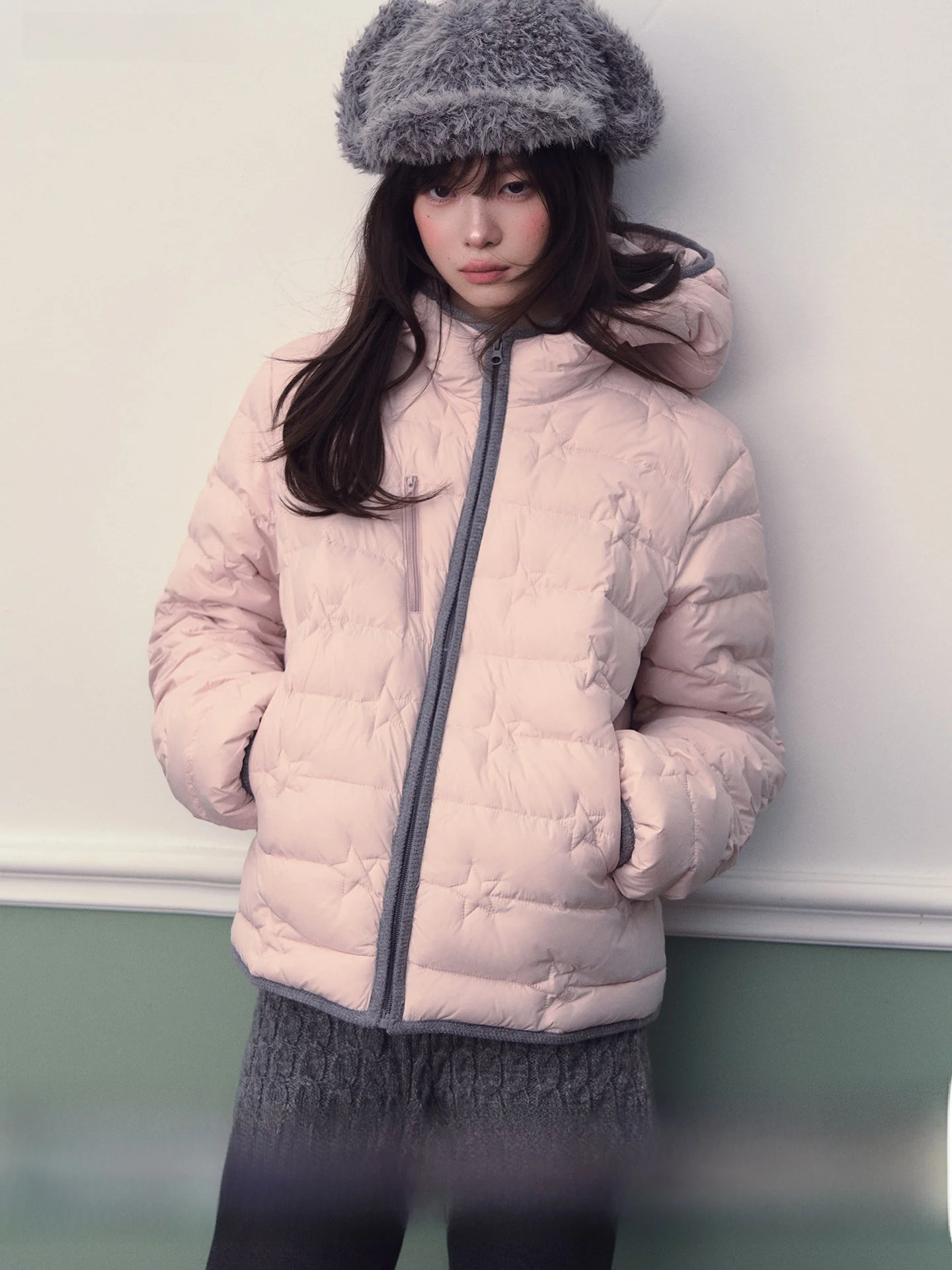 

Soote Season Original Korean Sle Light Weight Hooded Embroidered Star Sports Sweet Sle down Jaet Women's Winter Coat