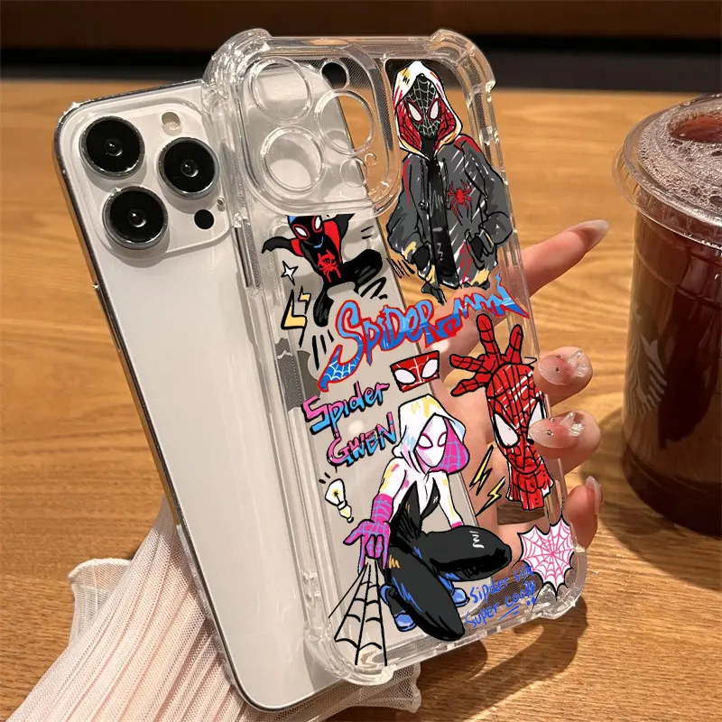 حافظة هاتف Marvels Spider Man مايلز موراليس شفافة لهاتف آيفون 17 16 14 15 11 12 13 Pro Max 16E 15 16 Plus 17 غطاء مضاد للصدمات #1
