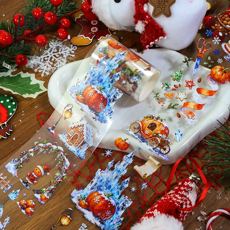 

JIANWU 60mm*200cm Vintage Halloween Pumpkin Landscape Material Collage Scrapbook PET Tape Creative DIY Journal Stationery