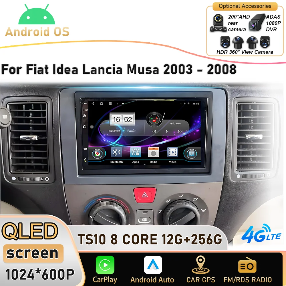 

Car Dvd Android For Fiat Idea Lancia Musa 2003 2004 -2008 GPS Navigation High-performance CPU Stereo Head Unit Dash Cam HDR wifi