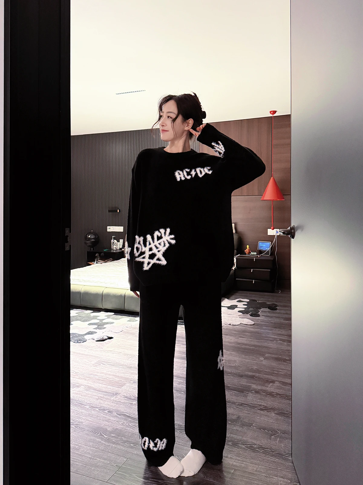 doubleoo-doux-fce-ensemble-de-vetements-de-detente-bla-star-fiti-surdimensionne-confortable-spwear-long-sve-pantalon-a-jambes-larges-vetements-de-maison
