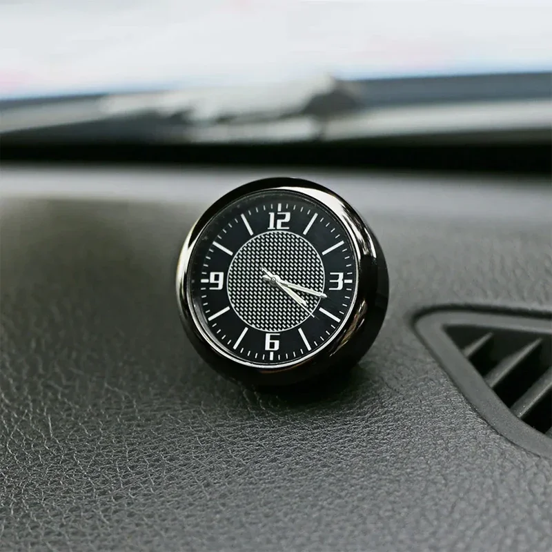 Universal Mini Car Analog Clock with Luminous Hands, Dual Installation Vent Sticker Mount Small Round Vehicle Dashboard Watch