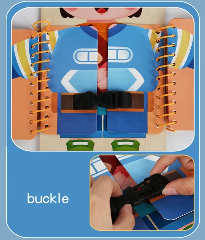 Multi-schicht Holz Beschäftigt Bord Montessori Frühe Bildung Spiele Kleinkinder Ruhige Bücher Sensorischen Spielzeug Praxis Dressing Für Kinder