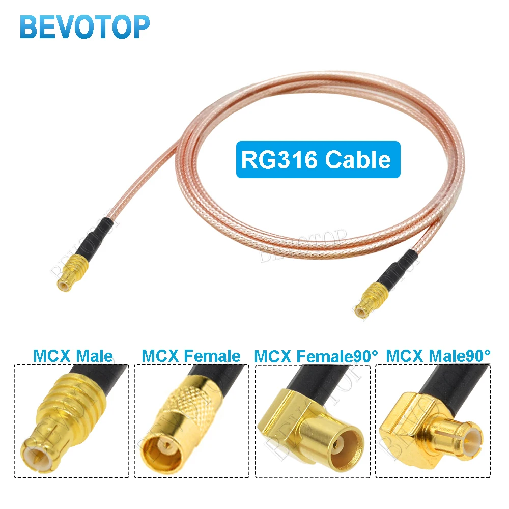 10PCS  1PC MCX Male Female to MCX Plug Jack Straight Right Angle RG316 Cable Adapter 15cm/30cm/50cm for WIFI Wireless Modem